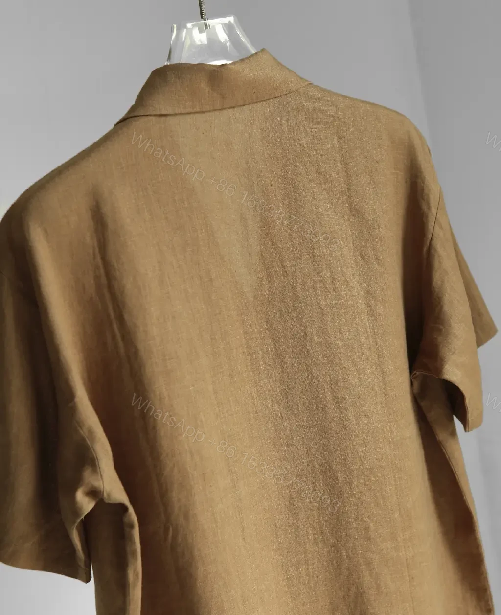 View 8 of Light Brown Heathered Camp Shirt with LV Embroidered Pocket