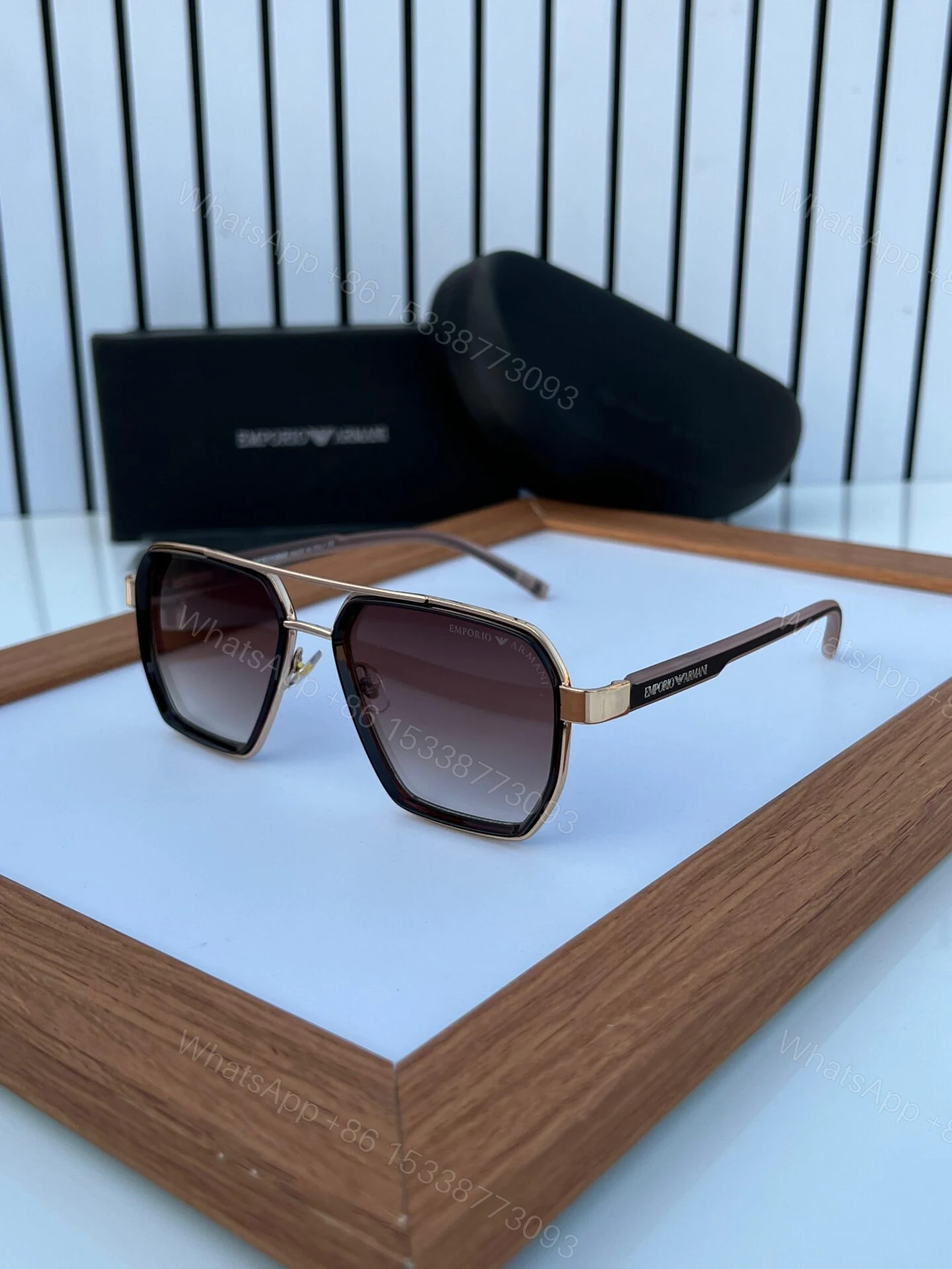 Emporio Armani Square Brown Gradient Sunglasses — view 1