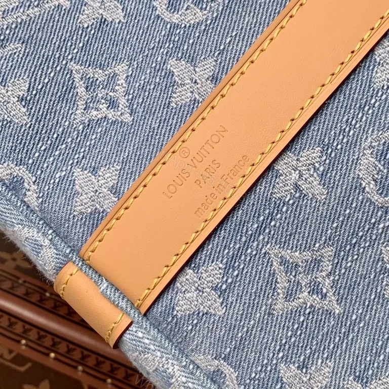 View 6 of Structured Denim Monogram Weekender: Luxury Travel Carryall