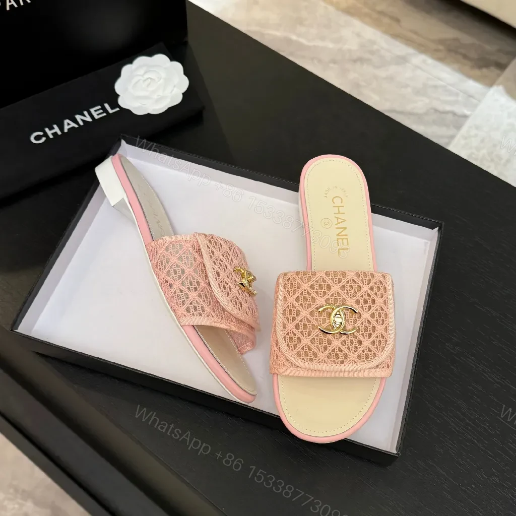 View 5 of Pink Lace Slide Sandals, Cushioned insole, Couture-Inspired Comfort