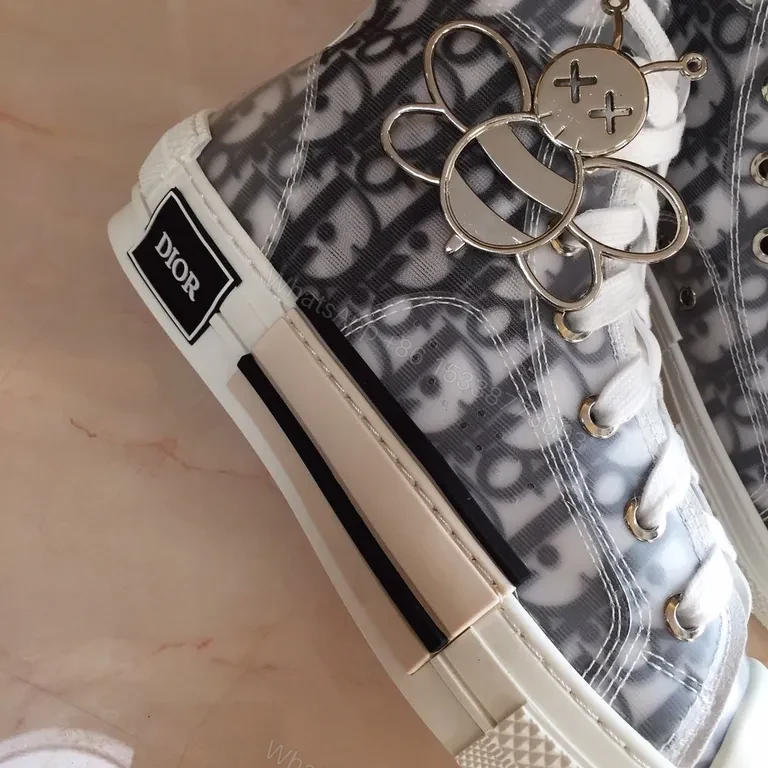 View 5 of Monochrome Dior High-Top Sneakers: Signature Texture