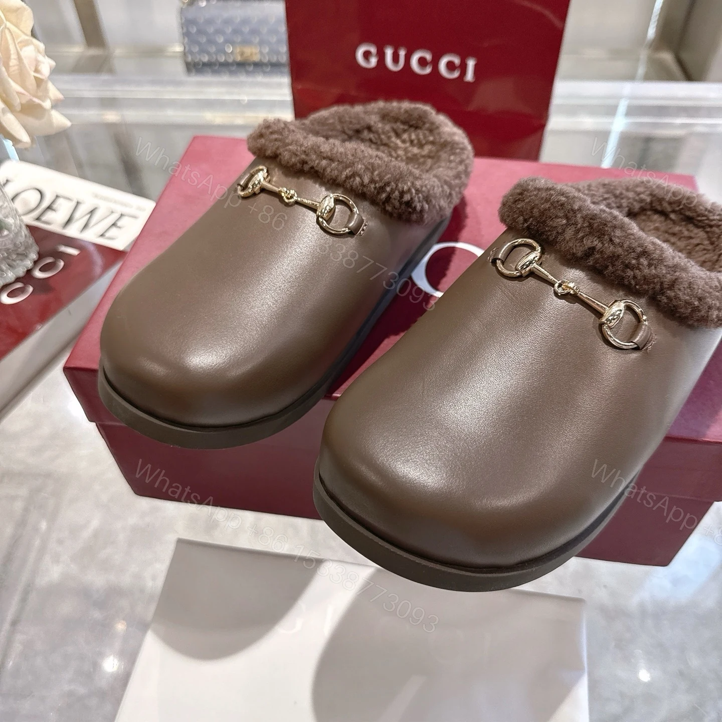 View 8 of Gucci Women Mule With Horsebit Brown Leather