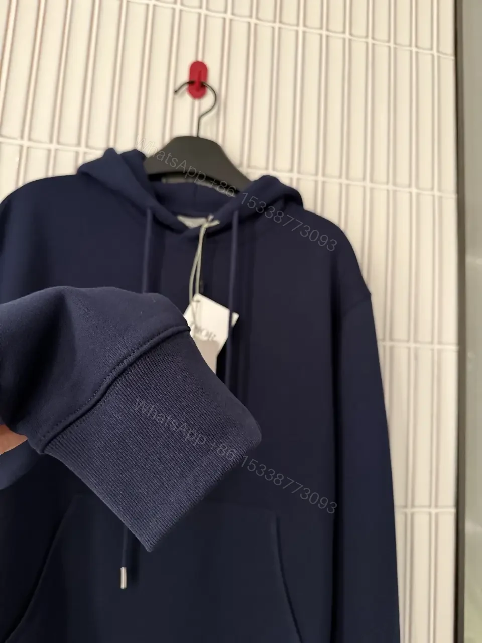 View 4 of Navy Luxe Hoodie: Minimalist Logo, Premium Comfort