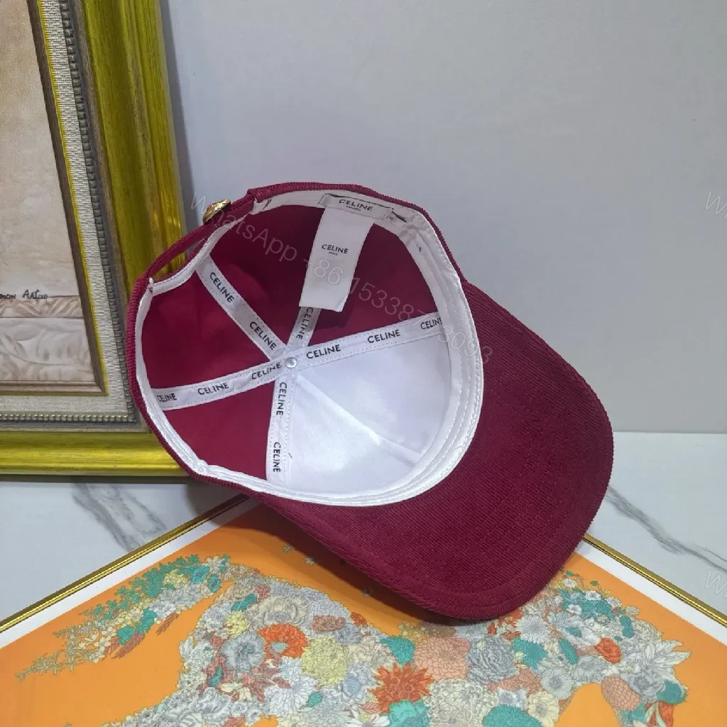 View 7 of Corduroy Cap Burgundy Embroidered Texture Luxury Cap