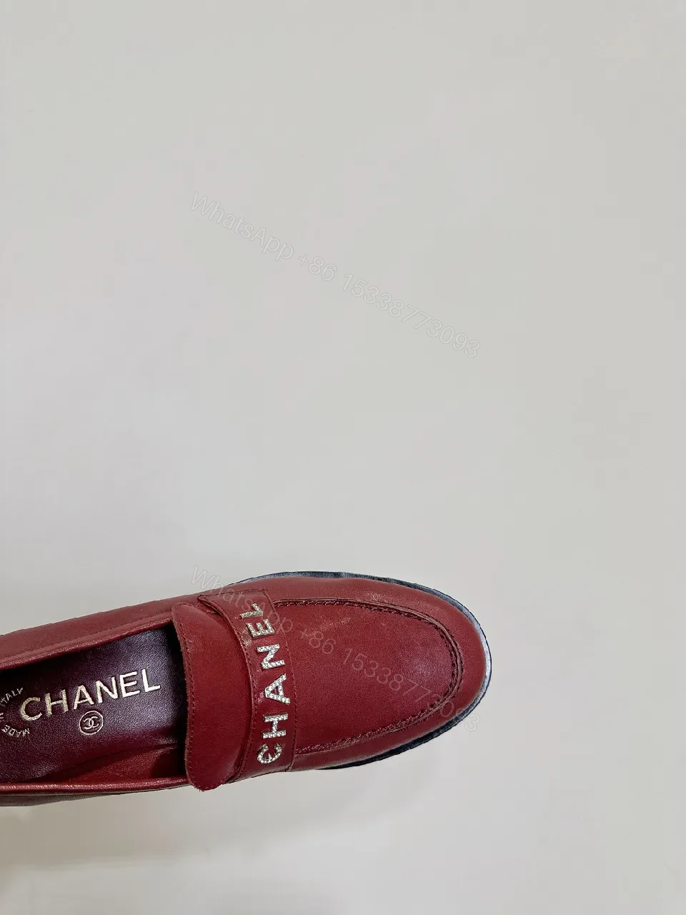 View 2 of Red Leather Loafers with Designer Strap, Moc-Stitch, All-Day Comfort