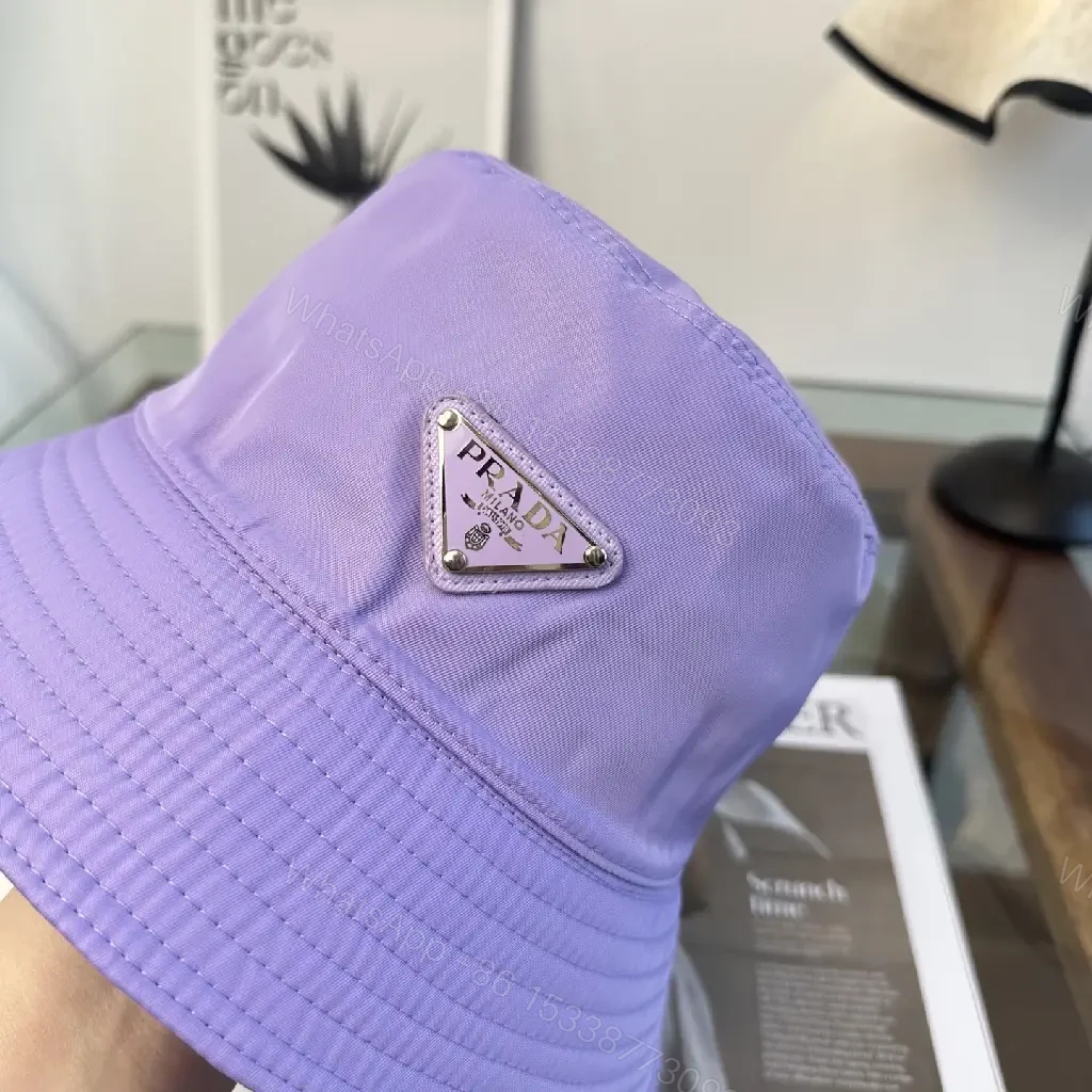 View 7 of Pastel Lavender Nylon Bucket Hat with Prada-Inspired Detail