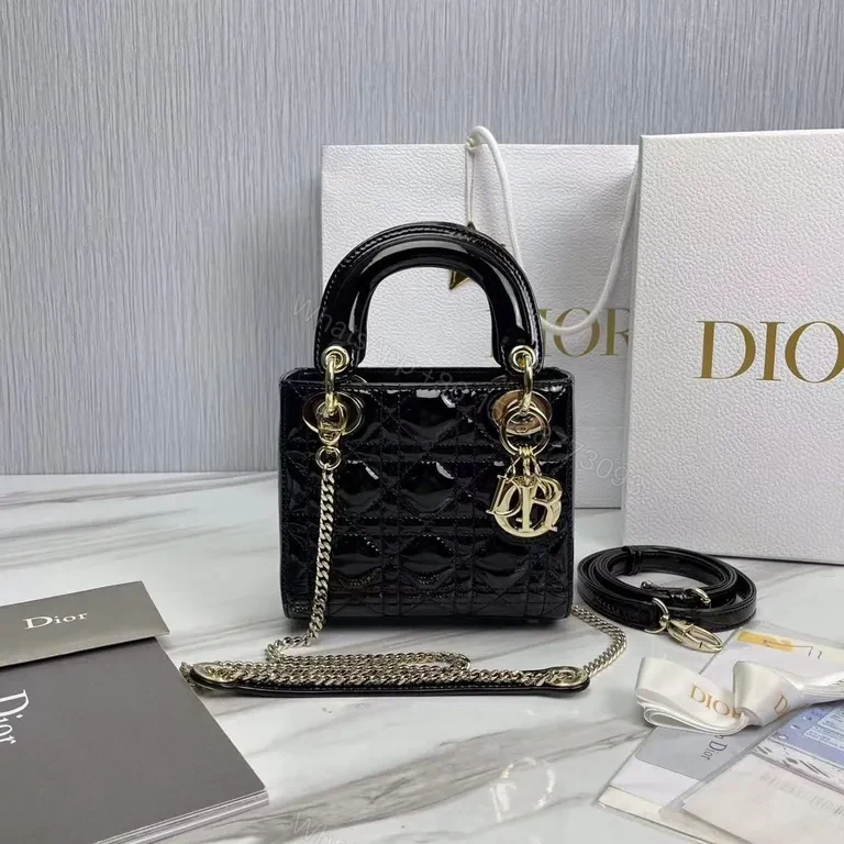 Compact Luxe Handbag: Dior-Detail, Patent, Crossbody Ready — view 1