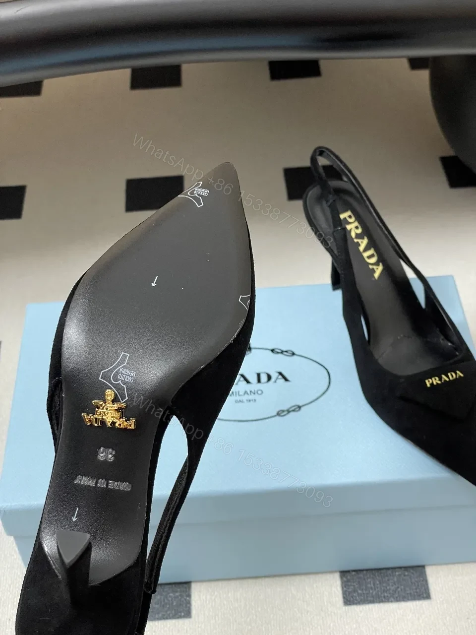 View 8 of Black Suede Pointed-Toe Slingback Heels, Luxe Minimalist Style