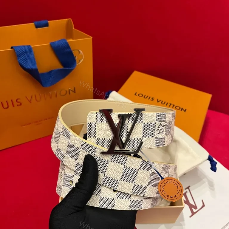 View 7 of Checked Monogram Belt: Bold Luxury Checkerboard Buckle Belt