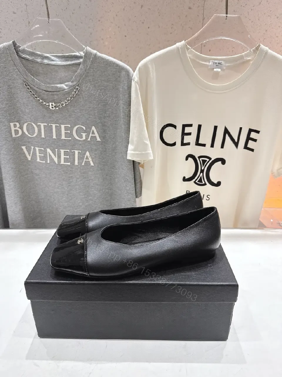 View 4 of Chic Black Leather Slip-Ons with Quilted Toe Comfort Flats