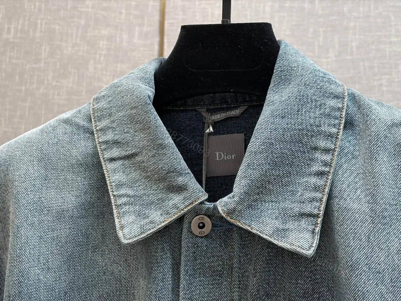 View 4 of Denim-Texture Button-Front Jacket: Subtle Luxury Unisex