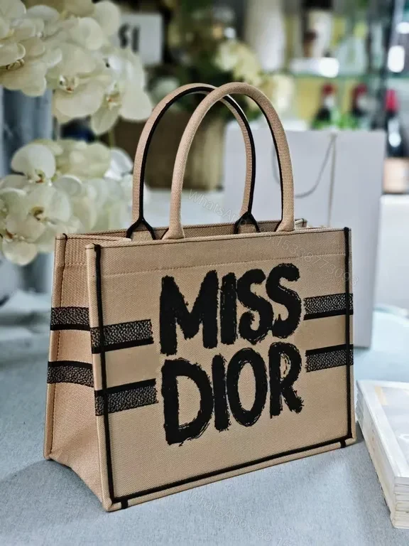 View 8 of Chic Canvas Tote: Graphic Miss Dior-Style Everyday Carry