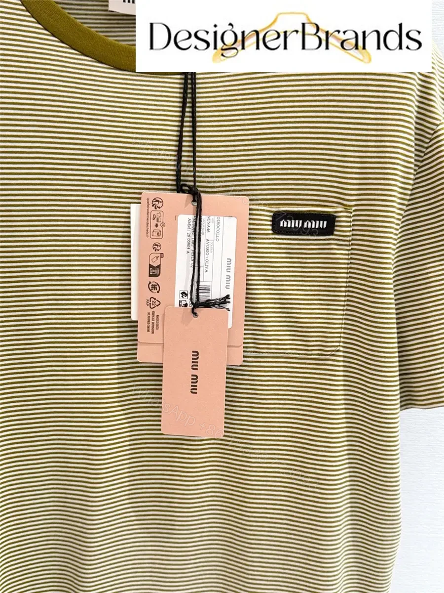 View 2 of Miu Miu Ivory and Olive Green Cotton T-Shirt