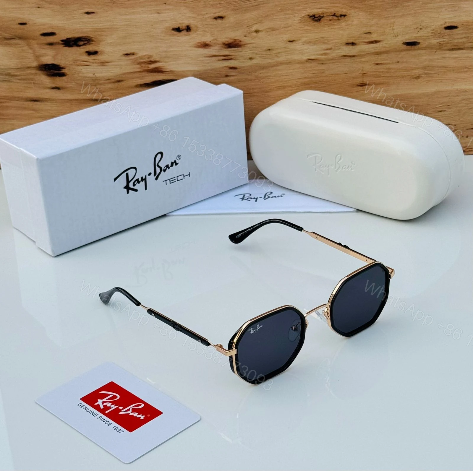 View 3 of Ray-Ban Octagon Tech Series Black-Gold