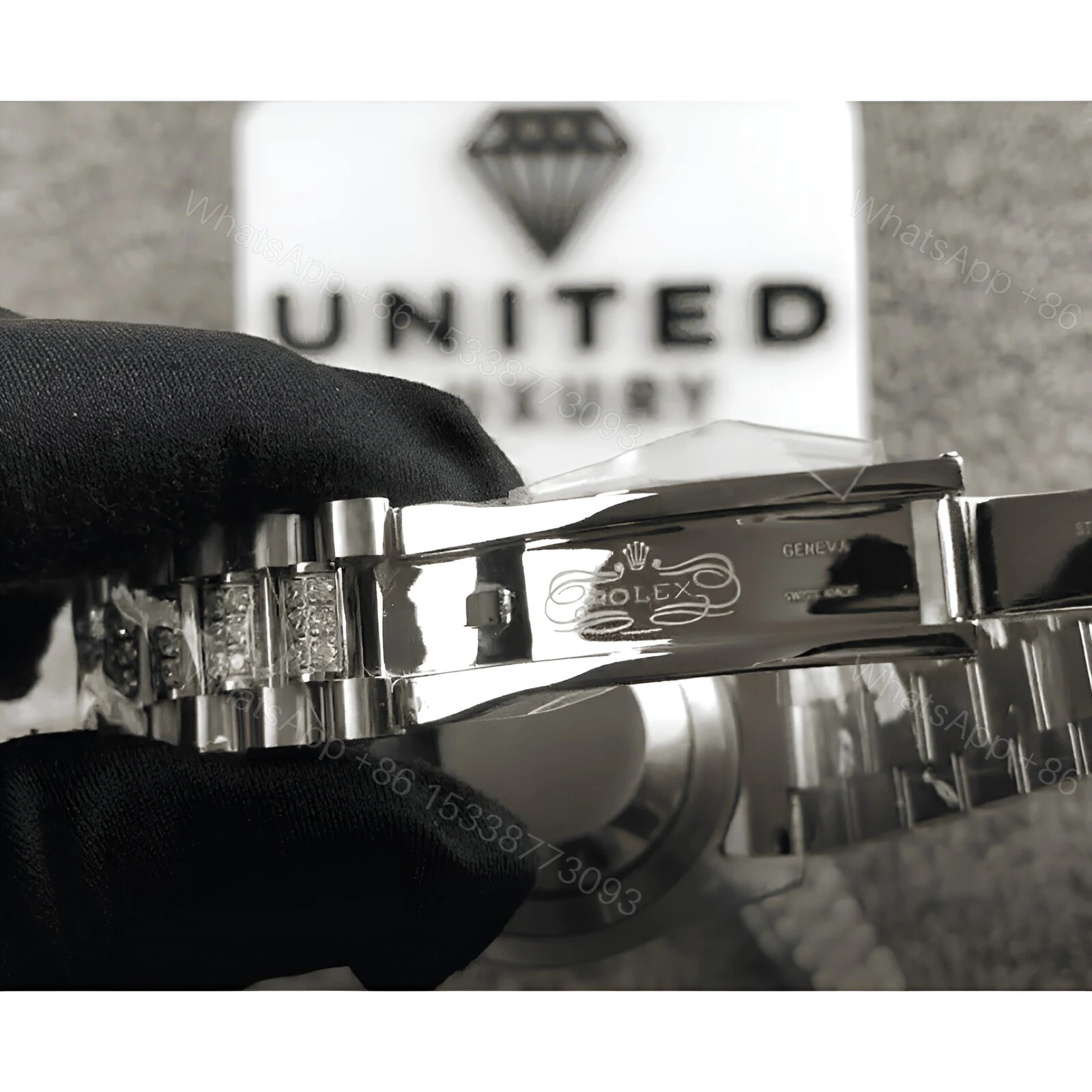 View 4 of Rolex Datejust 116622 White Gold Diamond Dial Iced Out Replica