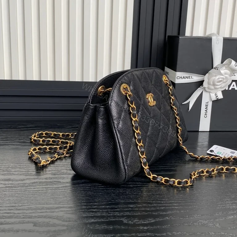 View 5 of Quilted Black Leather Mini Crossbody â€“ Chanel-Inspired Luxury