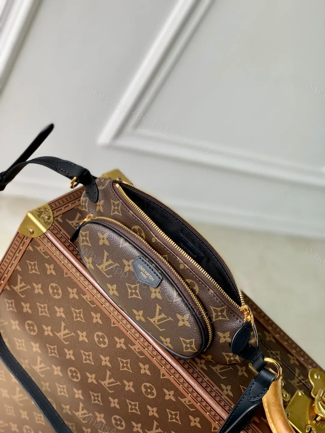 View 2 of LV KEEPIT BUMBAG 29 IN BROWN DAMIER AZUR COATED MONOGRAM CANVAS