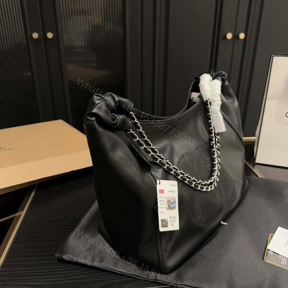 View 7 of Chanel Large Hobo Bag Black Leather Chain Strap 36Cm