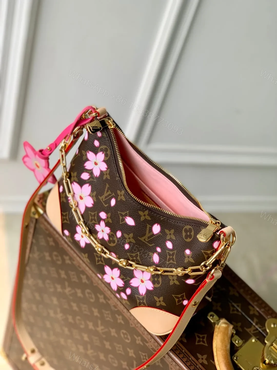View 3 of LV BOULOGNE CHERRY BLOSSOM 29 IN SAKURA BROWN MONOGRAM COATED CANVAS