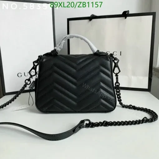 View 3 of Replica Gucci GG Marmont Top Handle Black Bag RGT9425