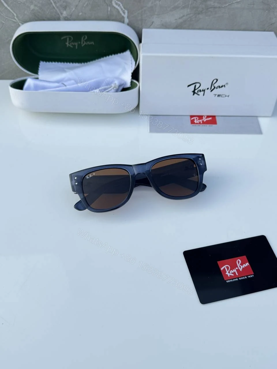 View 2 of First Copy Ray Ban 0840 Blue Brown Premium Designer Sunglasses UV Protection Luxury Eyewear