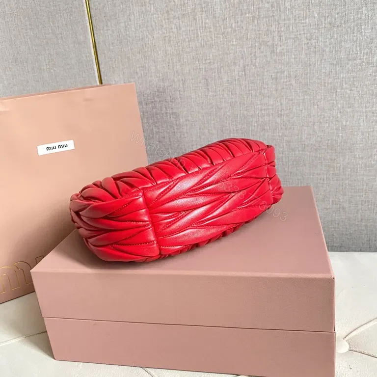 View 4 of Red Quilted Satchel with Miu Miu Hardware - Luxe Everyday Bag