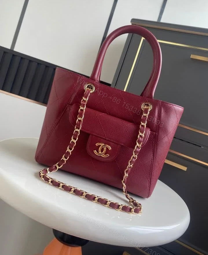 View 3 of Chanel Lookalike Small Black Shopping Bag 7095 Grained Calfskin