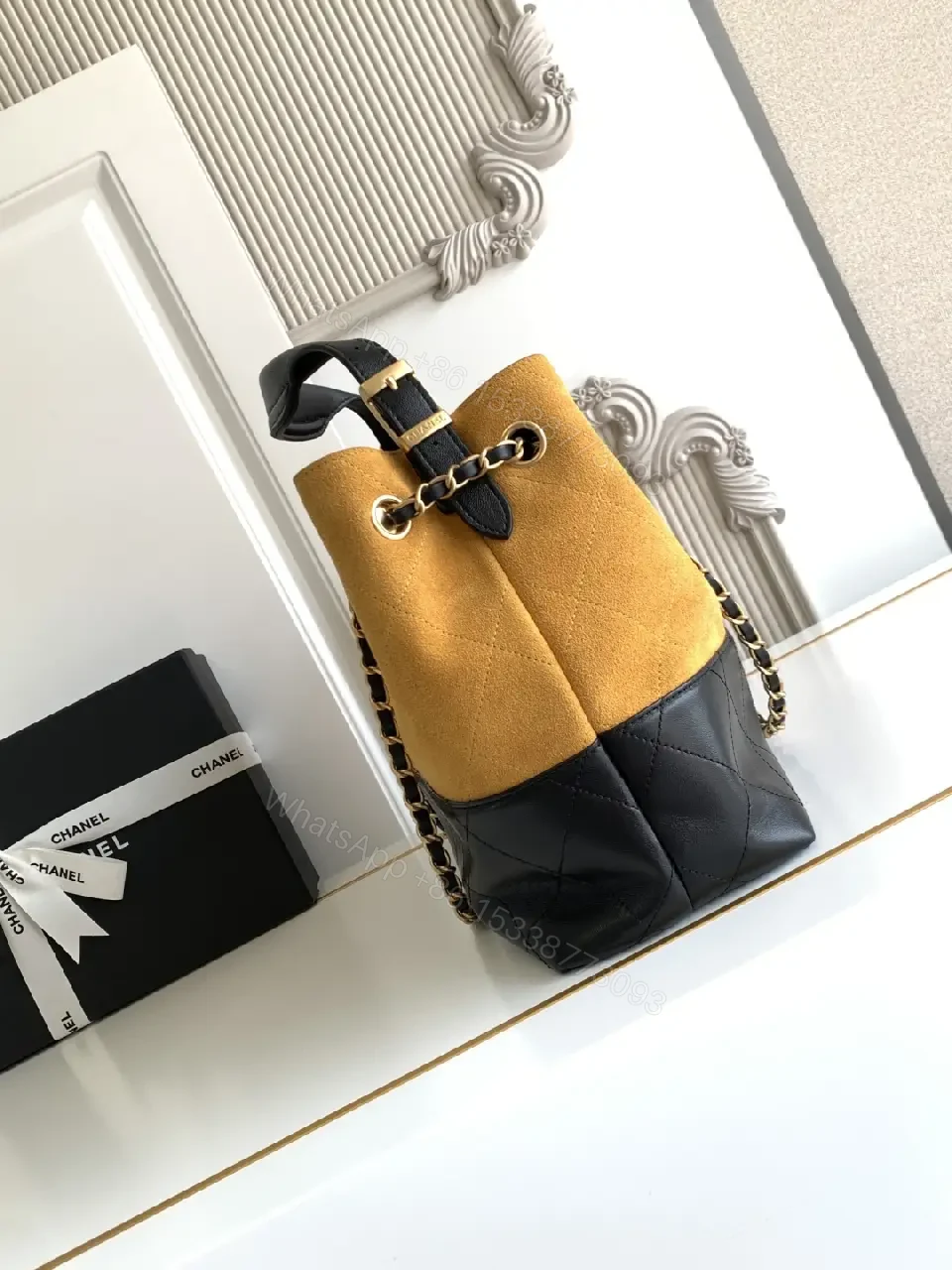 View 5 of Two-Tone Suede & Quilted Tote: Luxe Everyday Bag