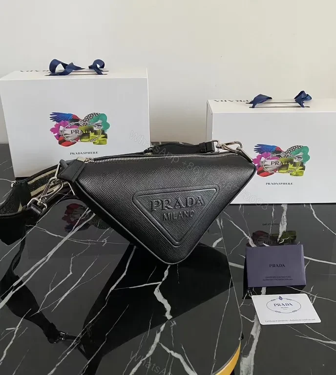 Triangular Prada Pouch: Luxe Leather, Bold Utility Bag — view 1