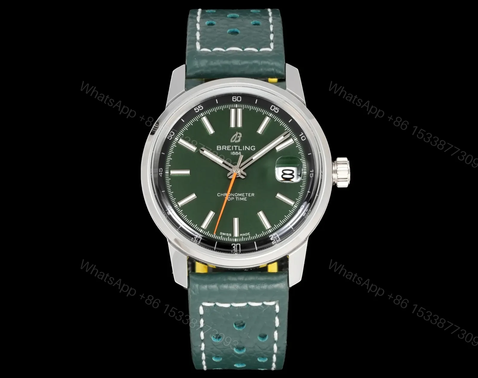 Breitling Top Time B31 Green Replica Leather Strap 38MM Premium AB3113281A1X1 — view 1