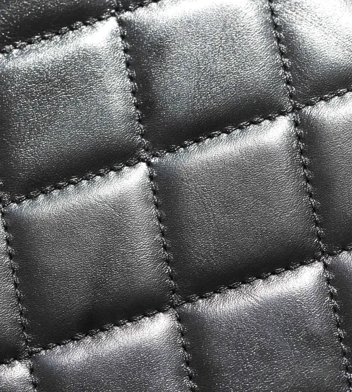 View 9 of Chanel-Inspired Quilted Leather Crossbody Bag, Goldtone Hardware