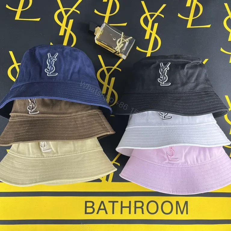 View 7 of Taupe-Brown YSL-Influenced Structured Bucket Hat