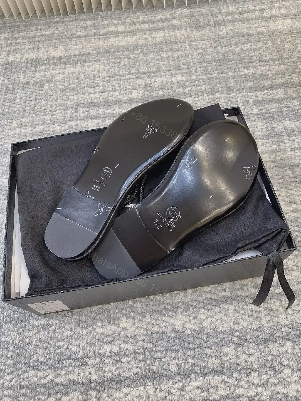 View 7 of Minimalist Luxe Leather Slides with Double-C Cap Footbed
