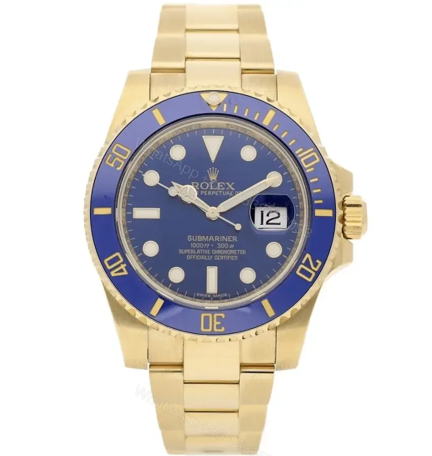 Rolex Submariner Full Gold Blue Dial Swiss Clone Replica — view 1