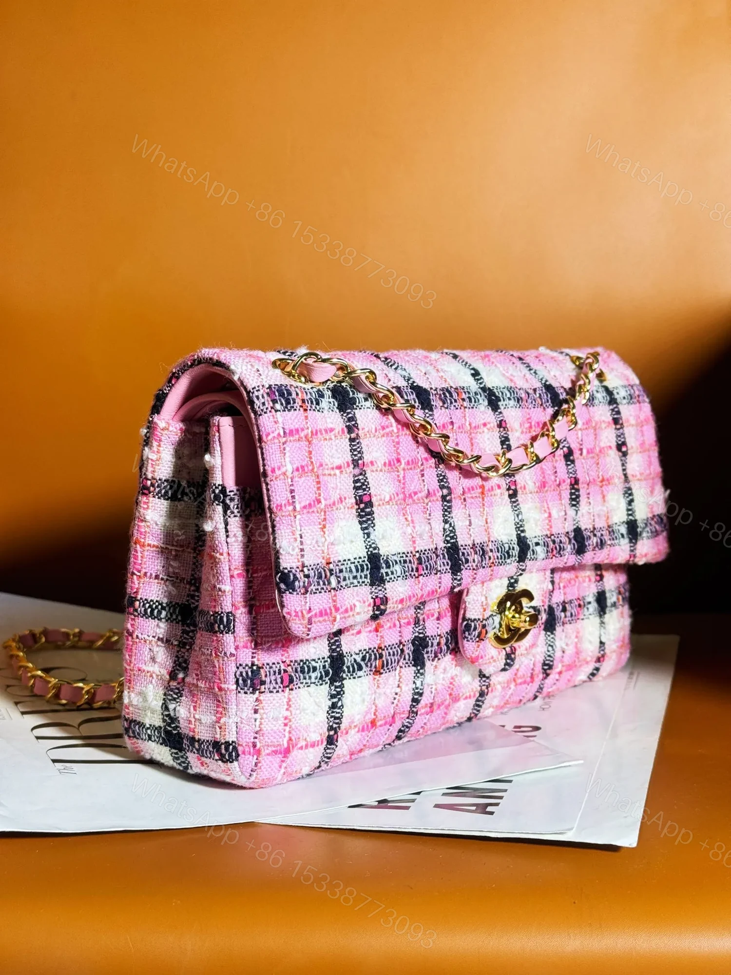 View 5 of Chanel Mini Rectangular Flap Bag Pink, White and Black