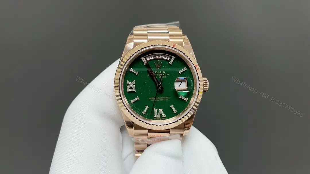 Rolex Day-Date 36 Everose Gold – Fluted Green Aventurine President 128235-0068 — view 1