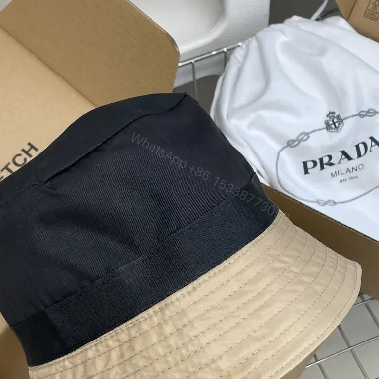 View 2 of Beige Prada-Inspired Bucket Hat: Luxe, Sun-Smart Elegance