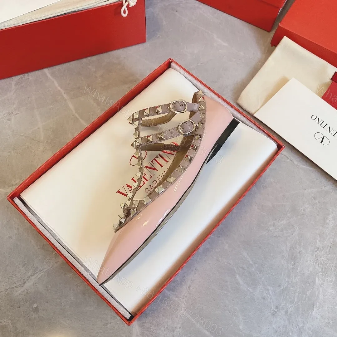 View 5 of Valentino Women Pink Patent Leather Studded Flats