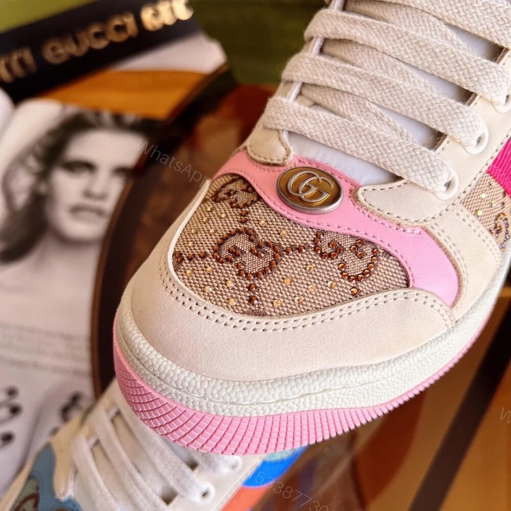 View 4 of Gucci Women’S Screener Sneaker With Crystals Pink ‎677423 9SFR0 2587