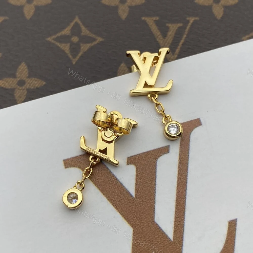 View 6 of Louis Vuitton Gold And Diamond Earrings Q96495