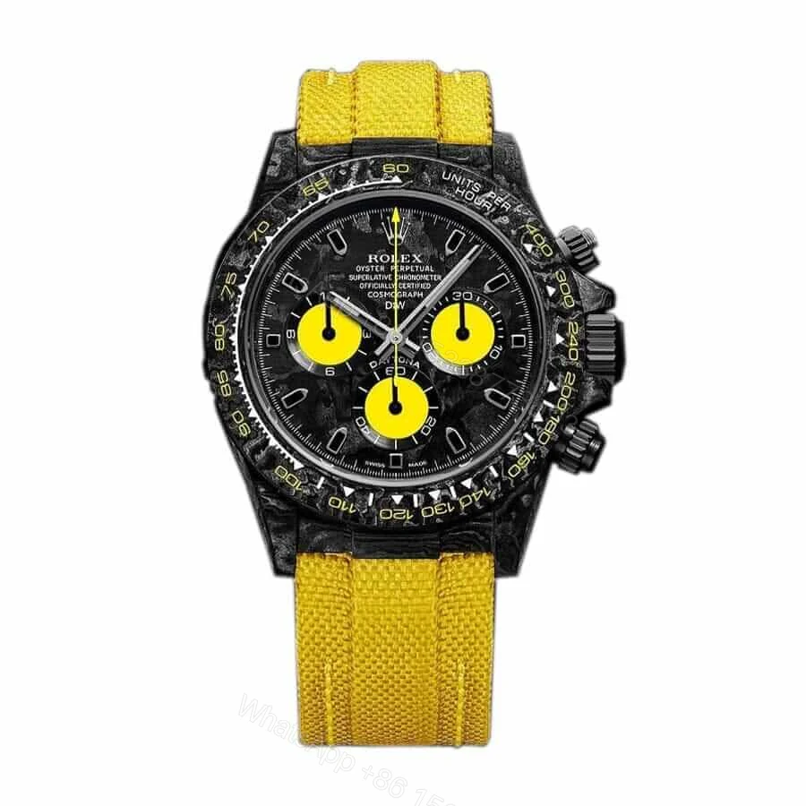Rolex Daytona Super Clone DiW NTPT Carbon 46490: Lemon Edition Forged Carbon Chronograph — view 1