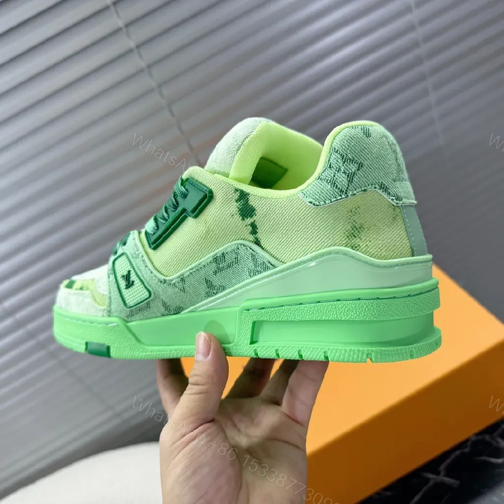 View 3 of Lime Premium LV-Inspired High-Top Sneakers with Comfort