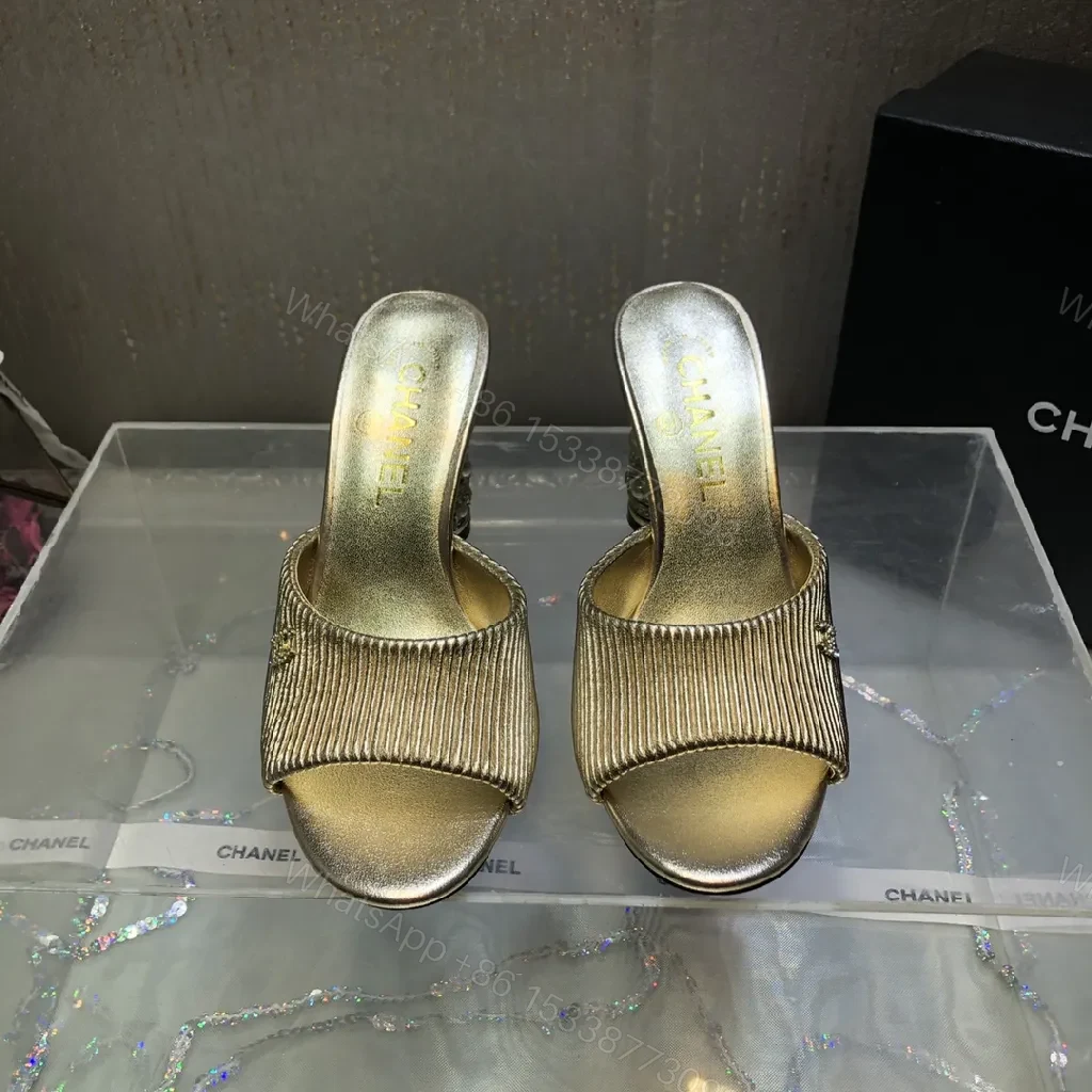 View 5 of Glam Metallic Slip-Ons: Sculpted Heel Luxury Mules