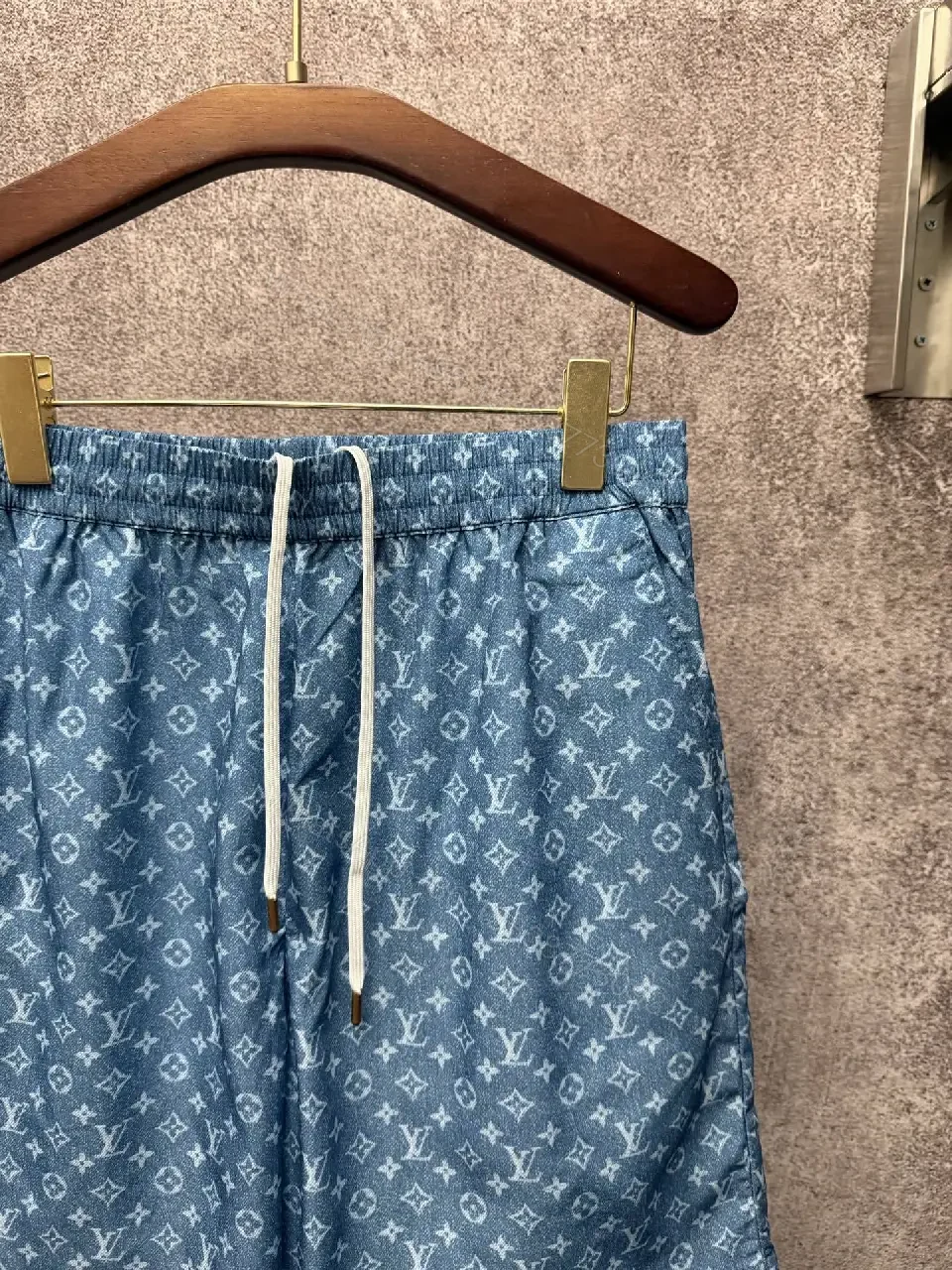 View 5 of Blue Patterned Swim Shorts - Luxury, Quick-Dry, Adjustable Waist