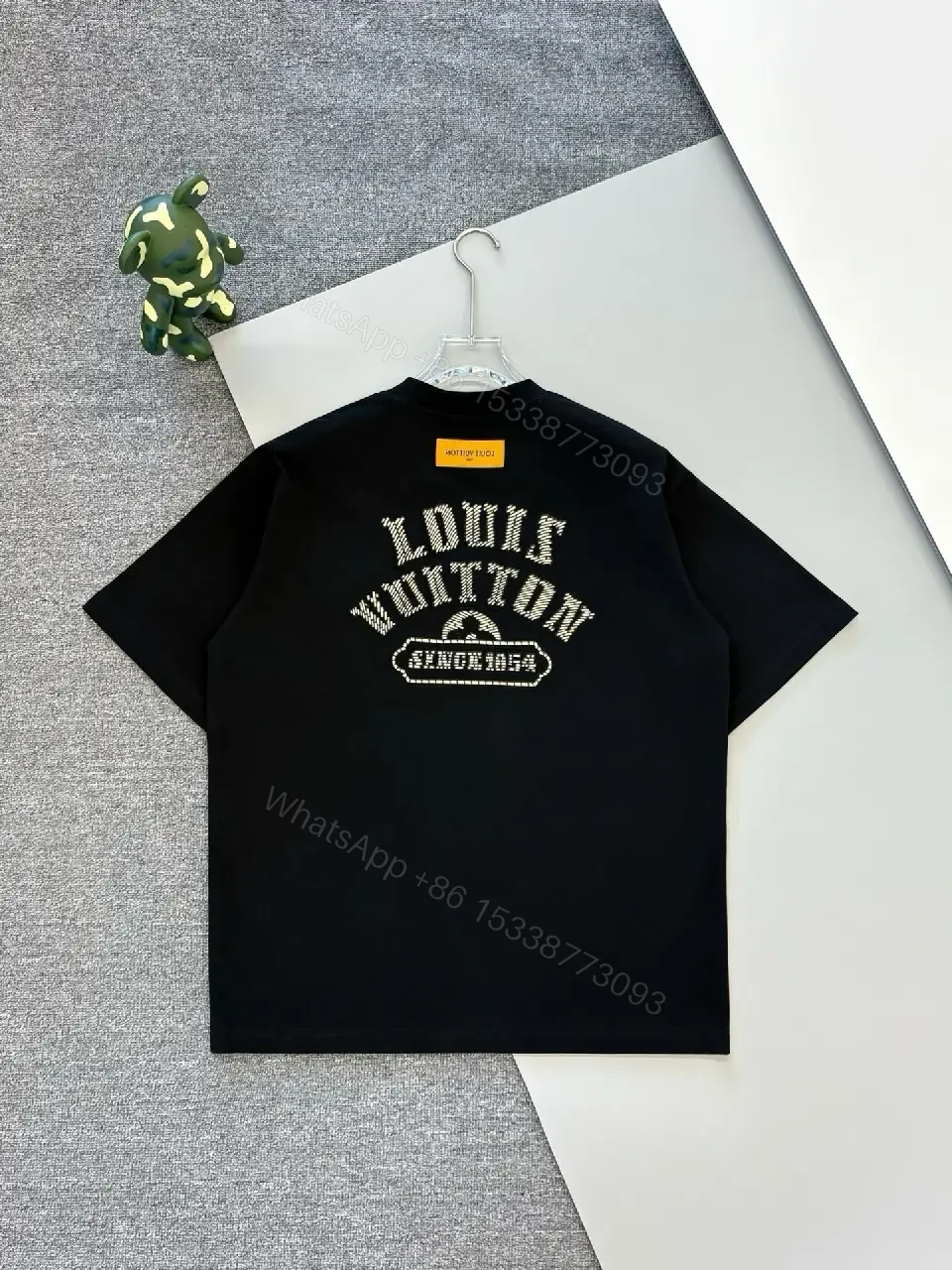 View 11 of Black Crystal-Embellished LV Tee: Premium Minimalist Style
