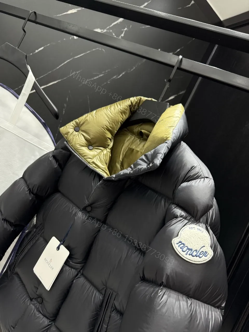 View 9 of Puffer Perfection: Short Black Down Jacket with Moncler Patch
