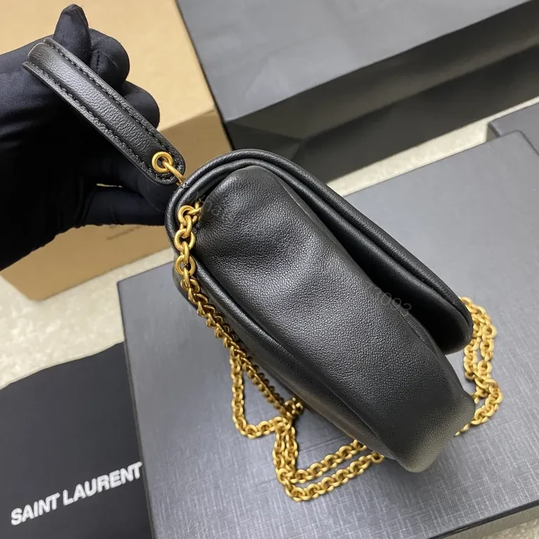 View 6 of Compact Luxe Crossbody: Gold-YSL Monogram Leather Bag