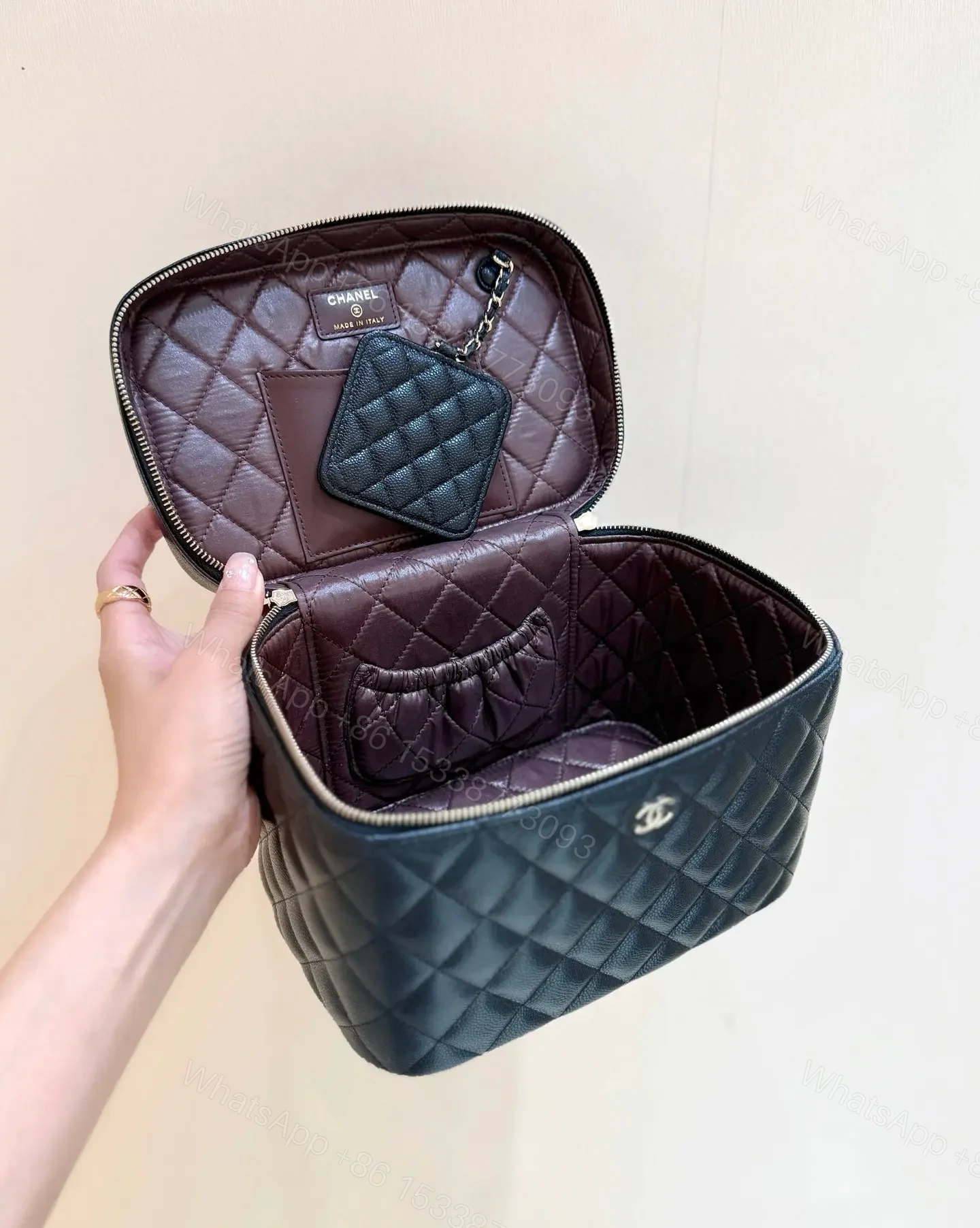 View 4 of Chanel Quilted Caviar Leather Vanity Case