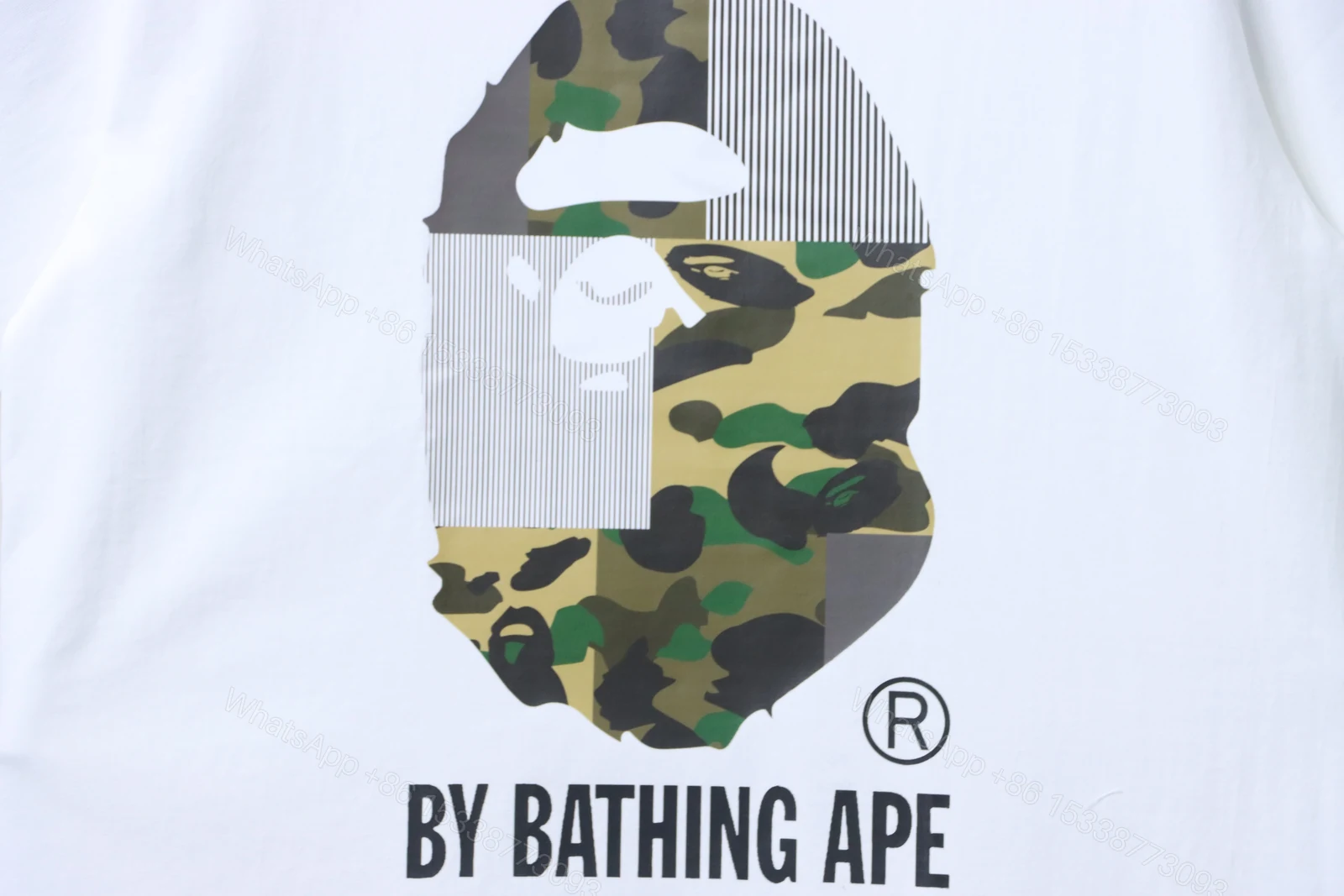 View 2 of Bape 26ss Patchwork Camo Big Ape Head Letter Print Short-Sleeved T-Shirt