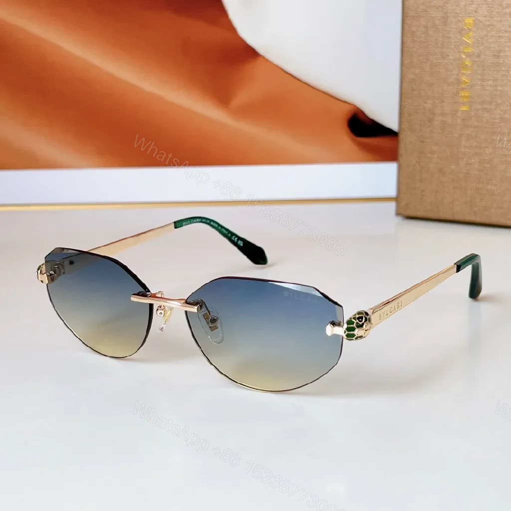 View 2 of Rose Gold Rimless Oval Shield Sunglasses, Luxury Style